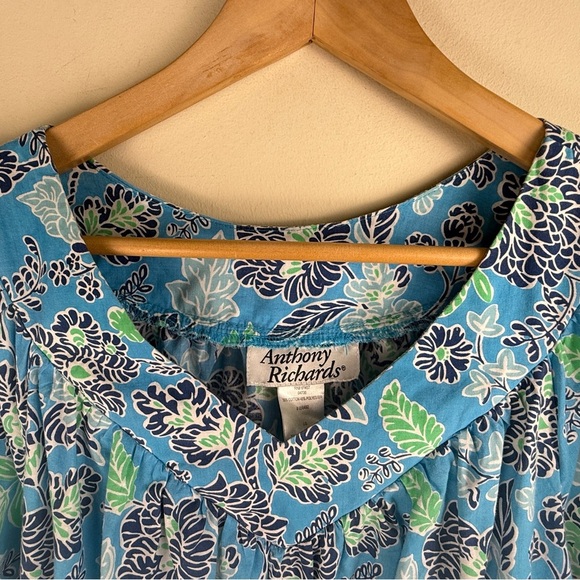 Anthony Richard’s Women's Size Large House Dress Muumuu Blue Floral Ruffle Hem - Picture 3 of 10